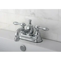 Clearance KS7101TAL 4" Centerset Lavatory Faucet with Brass Pop-up in Chrome 4" Center Set