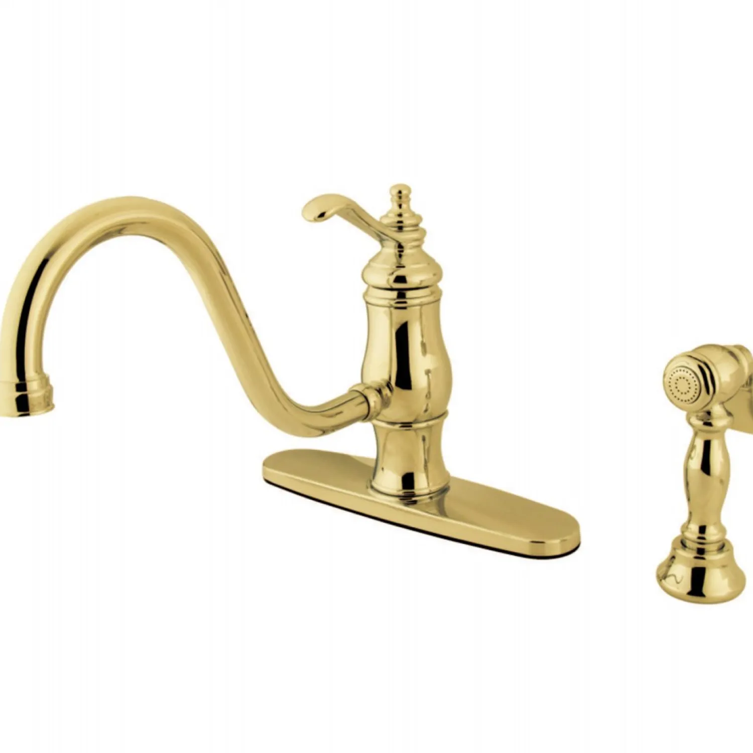 Clearance KS1572TLBS Single-Handle Kitchen Faucet in Polished Brass Faucets With Side Spray