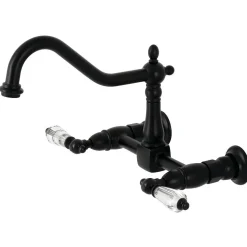 Online KS1240WLL Wilshire Wall Mount Bridge Kitchen Faucet, Matte Black Wall Mounted Kitchen Faucets