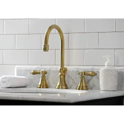 Hot KS298XBAL-P Heirloom Widespread Bathroom Faucet with Brass Pop-Up 8