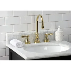 Hot KS298XBAL-P Heirloom Widespread Bathroom Faucet with Brass Pop-Up 8