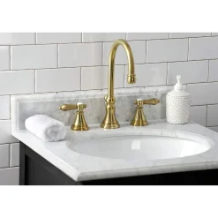 Hot KS298XBAL-P Heirloom Widespread Bathroom Faucet with Brass Pop-Up 8