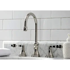Outlet KS298XDFL-P NuFrench Widespread Bathroom Faucet with Brass Pop-Up 8