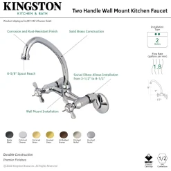 Outlet KS114X-P Essex Two Handle Wall Mount Kitchen Faucet Wall Mounted Kitchen Faucets
