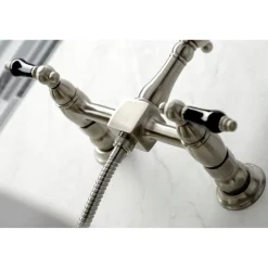 Discount KS126XPKLBS-P Duchess Wall Mount Bridge Kitchen Faucet with Brass Sprayer Wall Mounted Kitchen Faucets