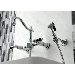 Discount KS126XPKLBS-P Duchess Wall Mount Bridge Kitchen Faucet with Brass Sprayer Wall Mounted Kitchen Faucets