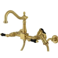 Discount KS126XPKLBS-P Duchess Wall Mount Bridge Kitchen Faucet with Brass Sprayer Wall Mounted Kitchen Faucets