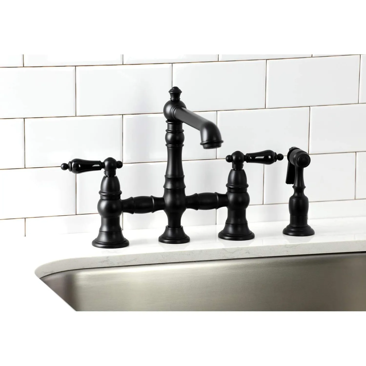 Sale KS727XPKLBS-P Duchess Bridge Kitchen Faucet with Brass Sprayer Bridge Faucets