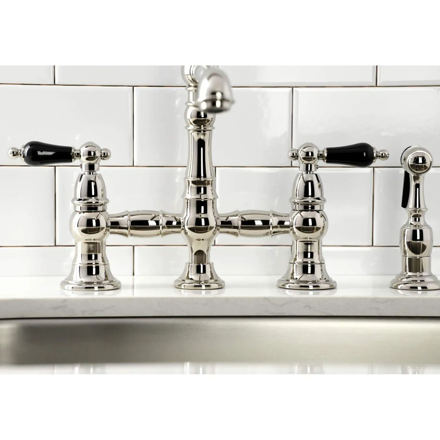 Sale KS727XPKLBS-P Duchess Bridge Kitchen Faucet with Brass Sprayer Bridge Faucets