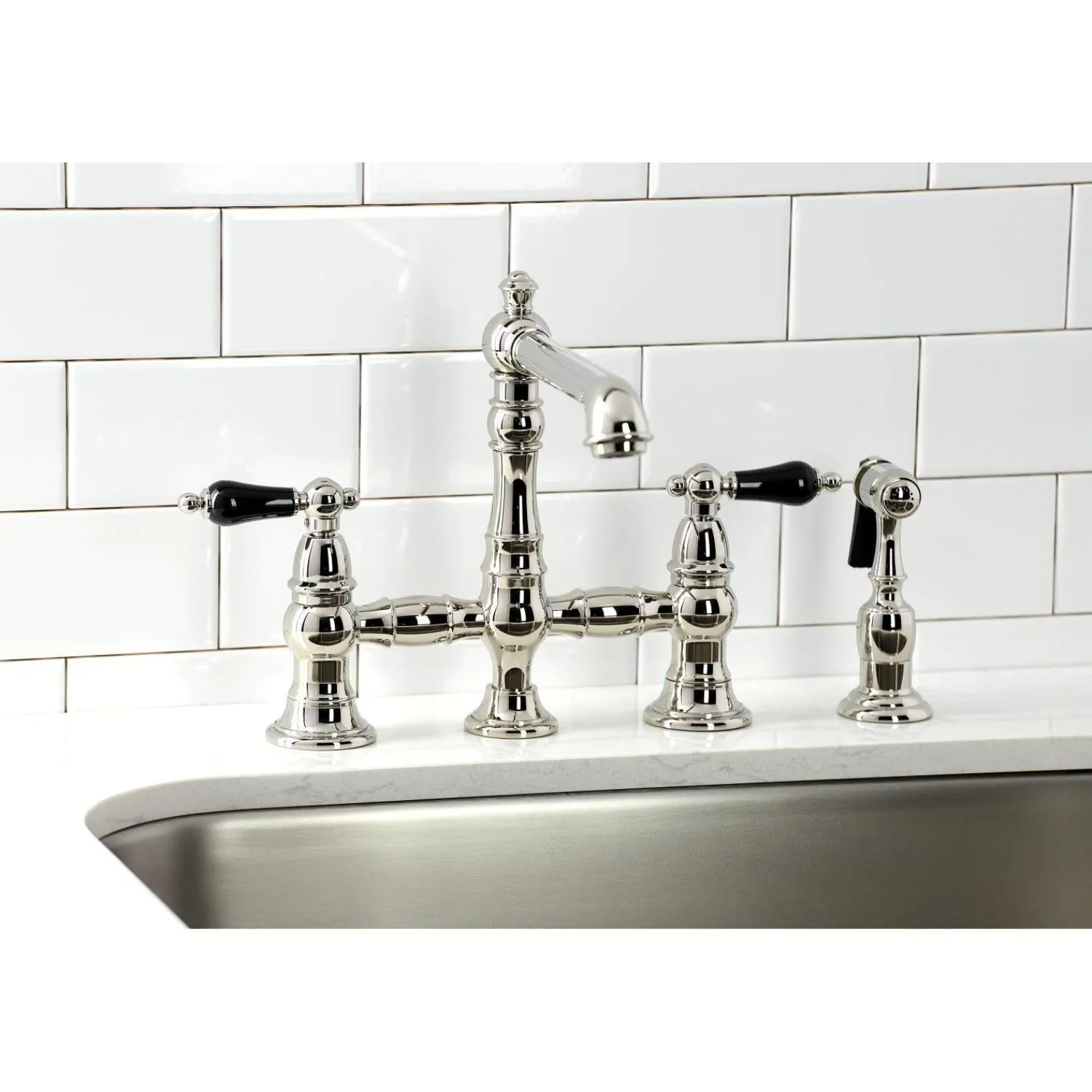 Sale KS727XPKLBS-P Duchess Bridge Kitchen Faucet with Brass Sprayer Bridge Faucets