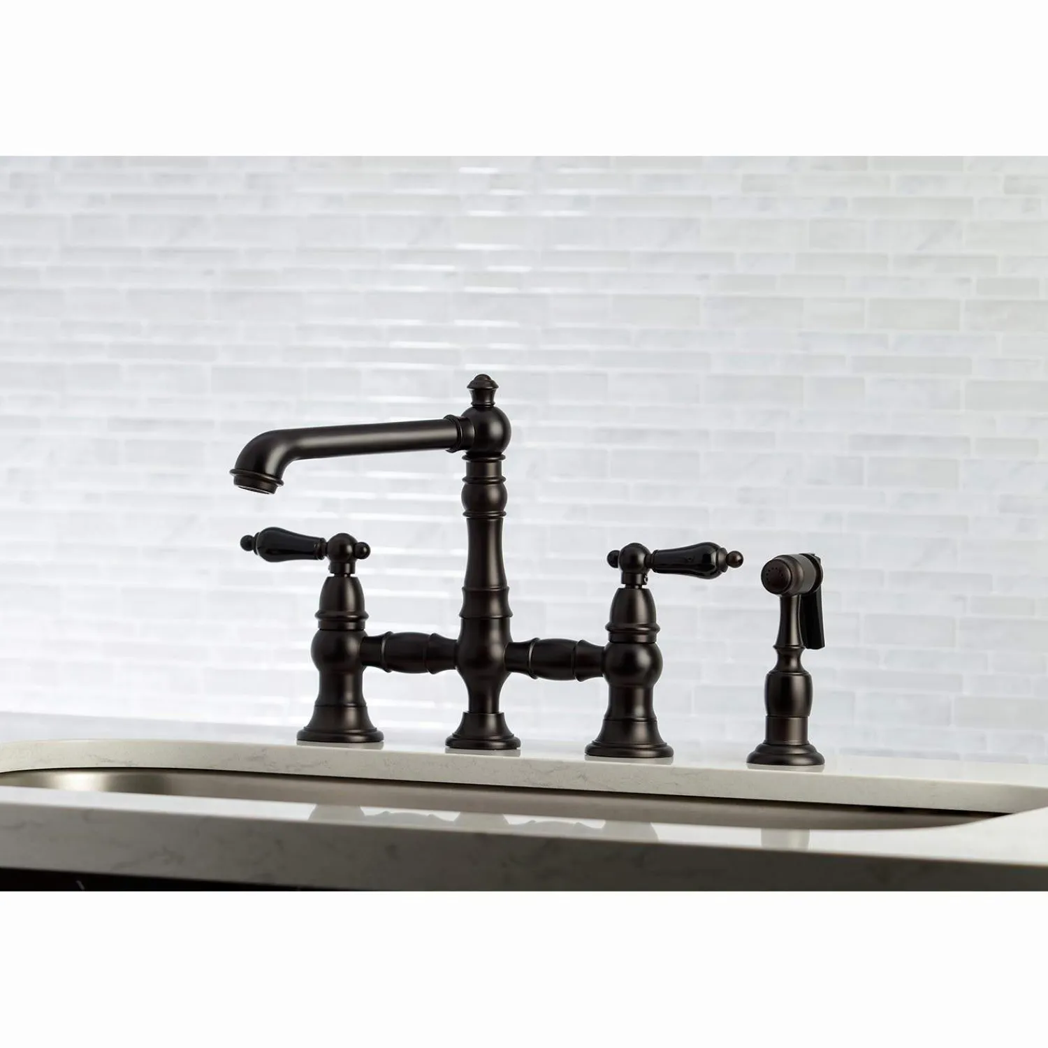 Sale KS727XPKLBS-P Duchess Bridge Kitchen Faucet with Brass Sprayer Bridge Faucets