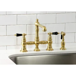 Sale KS727XPKLBS-P Duchess Bridge Kitchen Faucet with Brass Sprayer Bridge Faucets