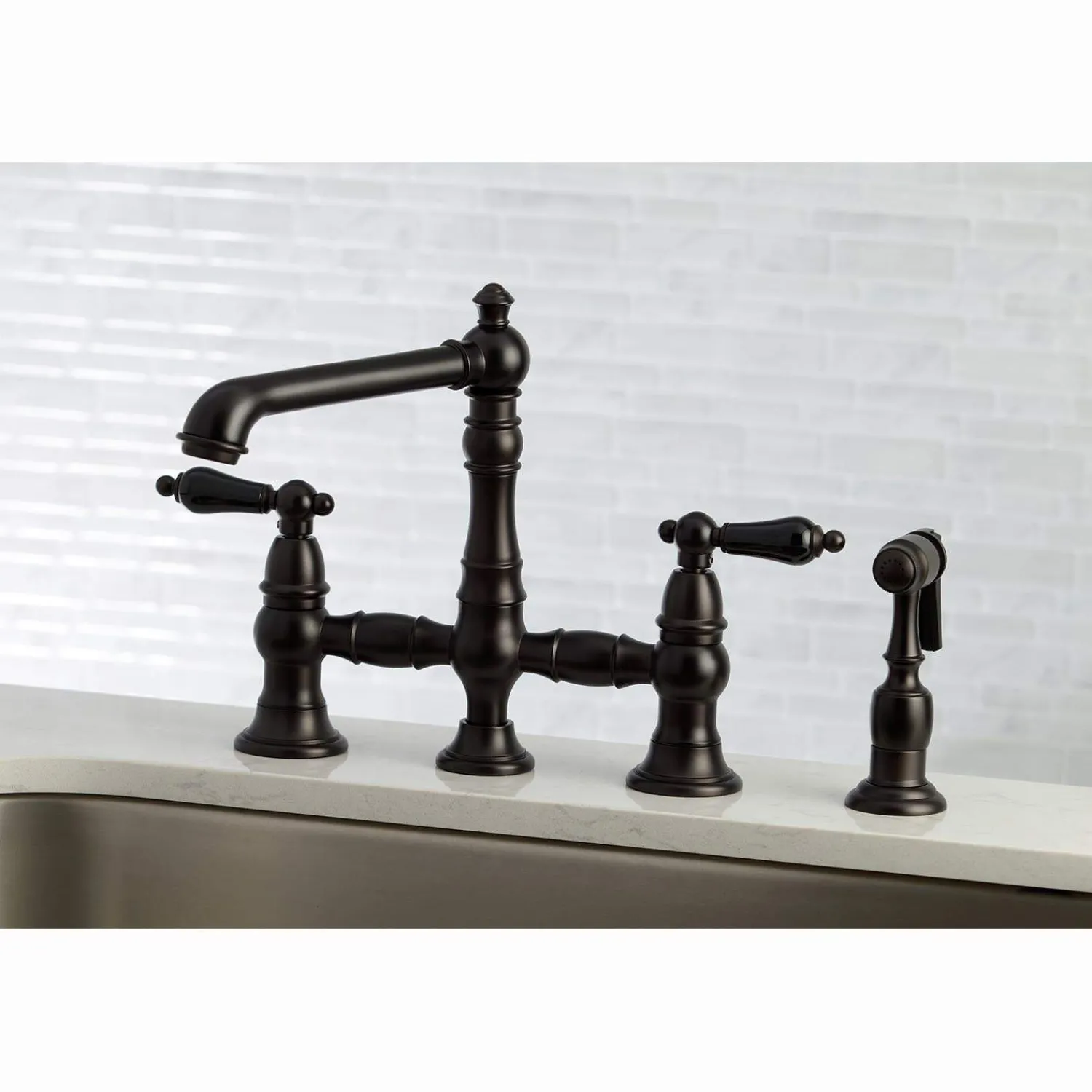 Sale KS727XPKLBS-P Duchess Bridge Kitchen Faucet with Brass Sprayer Bridge Faucets