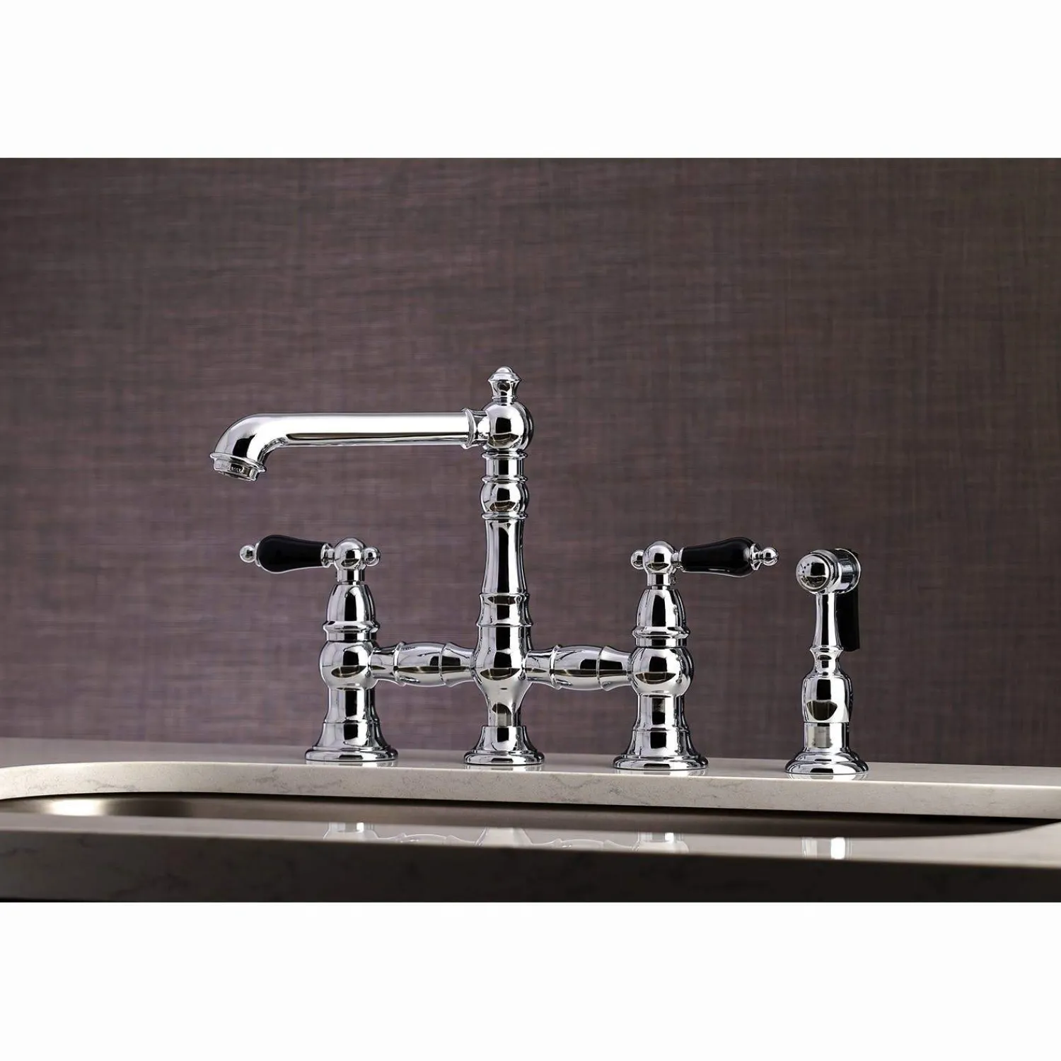 Sale KS727XPKLBS-P Duchess Bridge Kitchen Faucet with Brass Sprayer Bridge Faucets