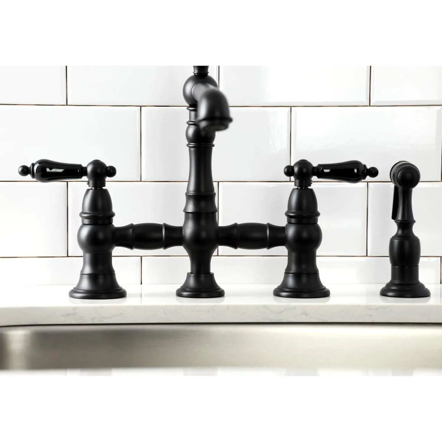 Sale KS727XPKLBS-P Duchess Bridge Kitchen Faucet with Brass Sprayer Bridge Faucets