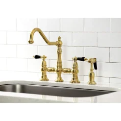 Discount KS327XPKLBS-P Duchess Bridge Kitchen Faucet with Brass Sprayer Bridge Faucets