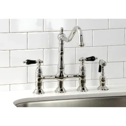 Clearance KS127XPKLBS-P Duchess Bridge Kitchen Faucet with Brass Sprayer Bridge Faucets