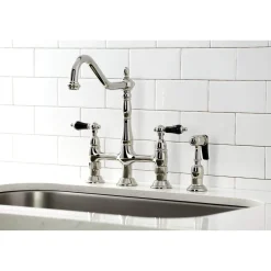 Clearance KS127XPKLBS-P Duchess Bridge Kitchen Faucet with Brass Sprayer Bridge Faucets