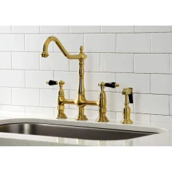 Clearance KS127XPKLBS-P Duchess Bridge Kitchen Faucet with Brass Sprayer Bridge Faucets