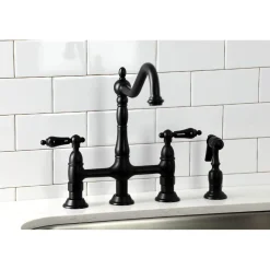 Clearance KS127XPKLBS-P Duchess Bridge Kitchen Faucet with Brass Sprayer Bridge Faucets