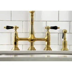 Clearance KS127XPKLBS-P Duchess Bridge Kitchen Faucet with Brass Sprayer Bridge Faucets