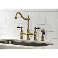 Clearance KS127XPKLBS-P Duchess Bridge Kitchen Faucet with Brass Sprayer Bridge Faucets
