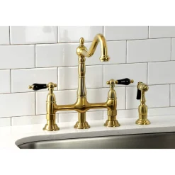 Clearance KS127XPKLBS-P Duchess Bridge Kitchen Faucet with Brass Sprayer Bridge Faucets