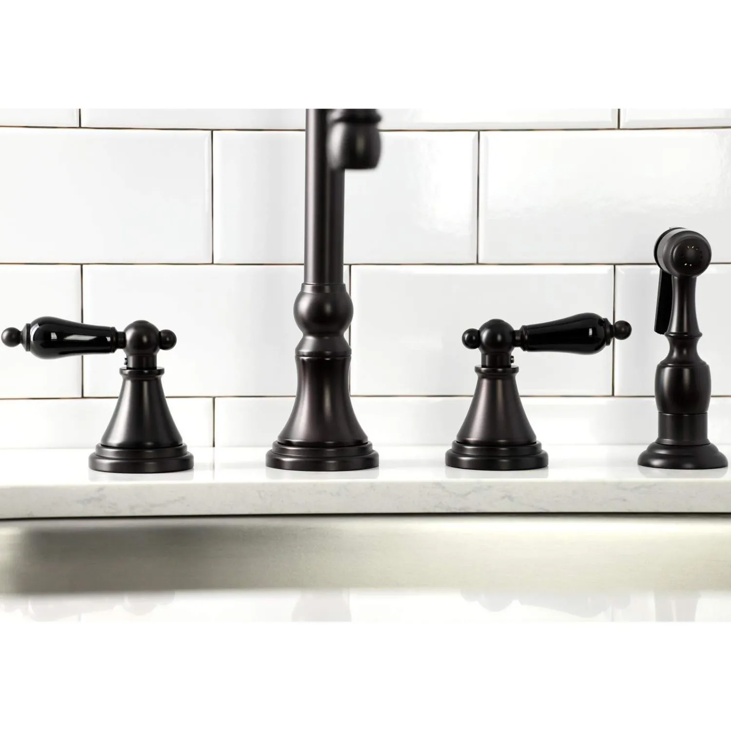 New KS279XPKLBS-P Duchess Widespread Kitchen Faucet with Brass Sprayer Widespread Kitchen Faucets