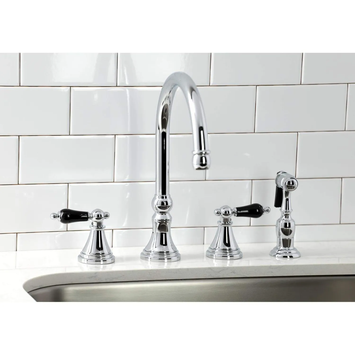 New KS279XPKLBS-P Duchess Widespread Kitchen Faucet with Brass Sprayer Widespread Kitchen Faucets