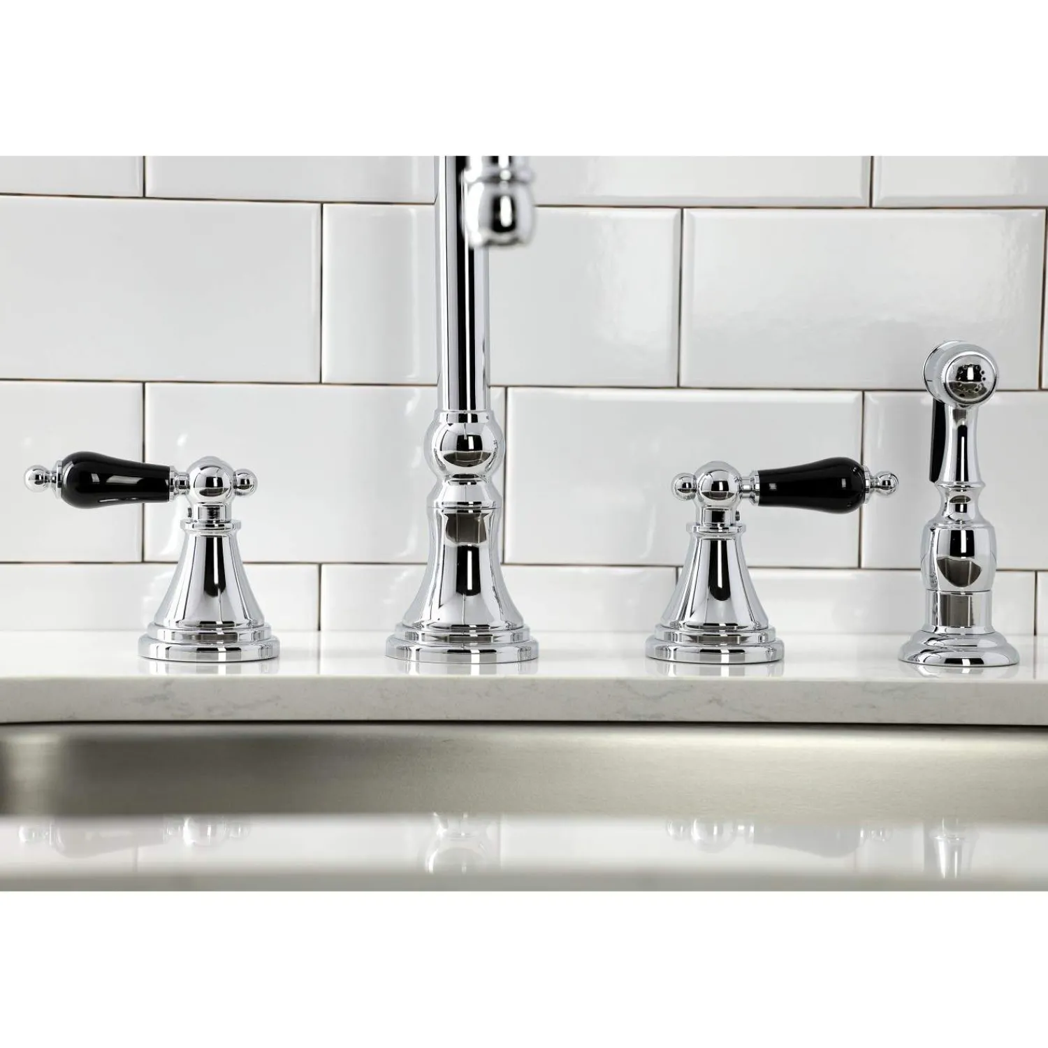 New KS279XPKLBS-P Duchess Widespread Kitchen Faucet with Brass Sprayer Widespread Kitchen Faucets