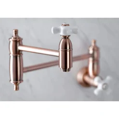 Outlet KS310XPX-P Restoration Two-Handle Wall Mount Pot Filler Wall Mounted Kitchen Faucets