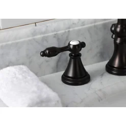 New KS298XTAL-P Tudor Widespread Bathroom Faucet with Brass Pop-Up 8" Widespread
