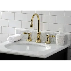 New KS298XTAL-P Tudor Widespread Bathroom Faucet with Brass Pop-Up 8