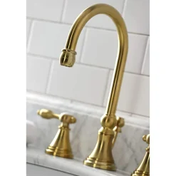 New KS298XTAL-P Tudor Widespread Bathroom Faucet with Brass Pop-Up 8