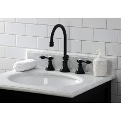 New KS298XTAL-P Tudor Widespread Bathroom Faucet with Brass Pop-Up 8