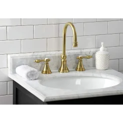 New KS298XTAL-P Tudor Widespread Bathroom Faucet with Brass Pop-Up 8