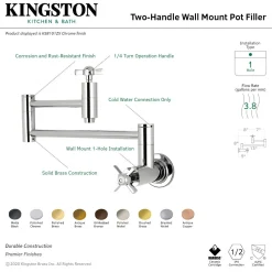 Hot KS810ZXAC Millennium Wall Mount Pot Filler Kitchen Faucet, Antique Copper Wall Mounted Kitchen Faucets