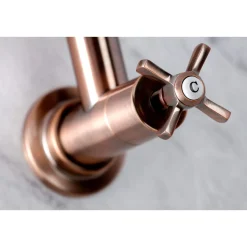 Hot KS810ZXAC Millennium Wall Mount Pot Filler Kitchen Faucet, Antique Copper Wall Mounted Kitchen Faucets