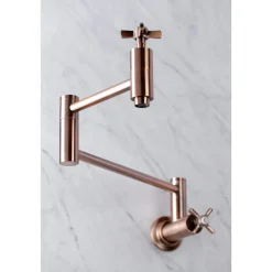 Hot KS810ZXAC Millennium Wall Mount Pot Filler Kitchen Faucet, Antique Copper Wall Mounted Kitchen Faucets