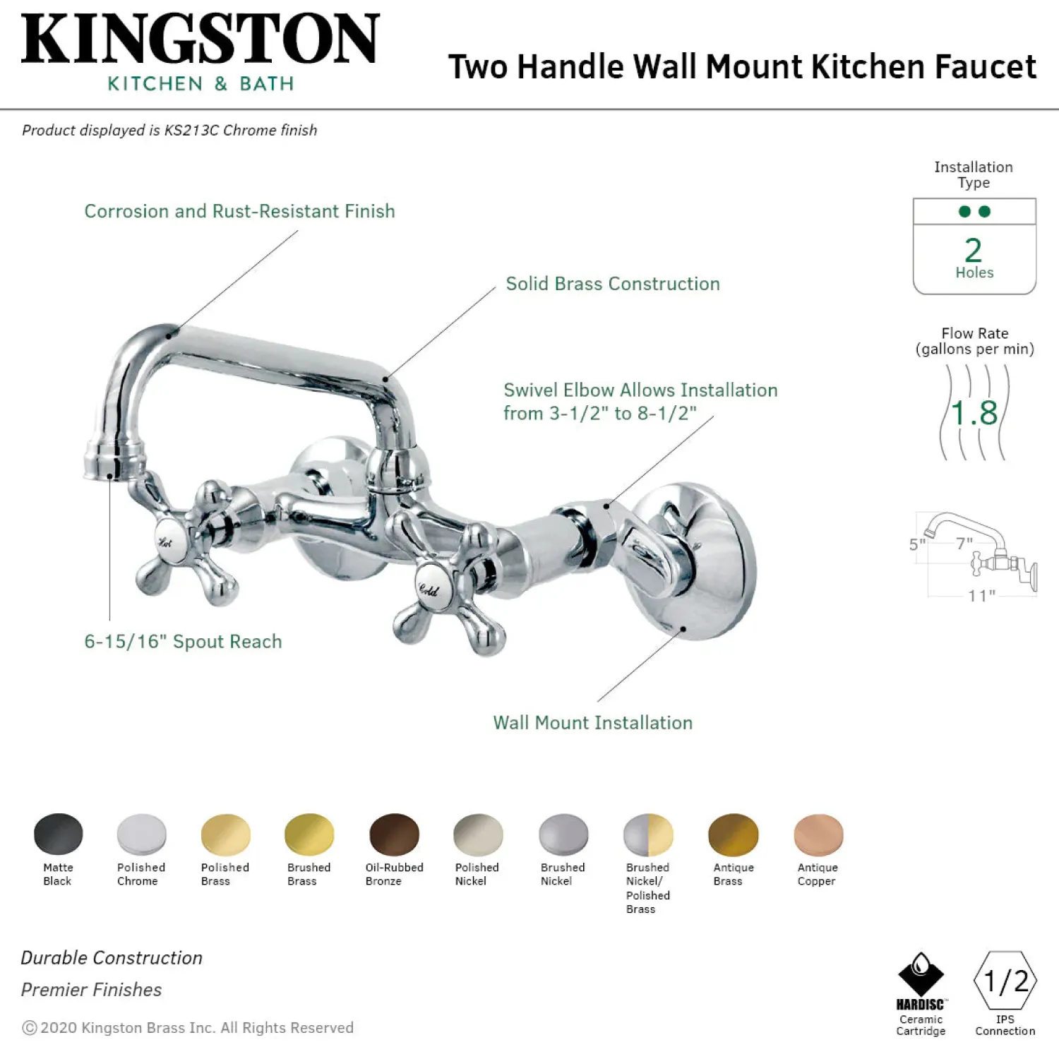Sale Magellan 6" Adjustable Center Wall Mount Kitchen Faucet Wall Mounted Kitchen Faucets