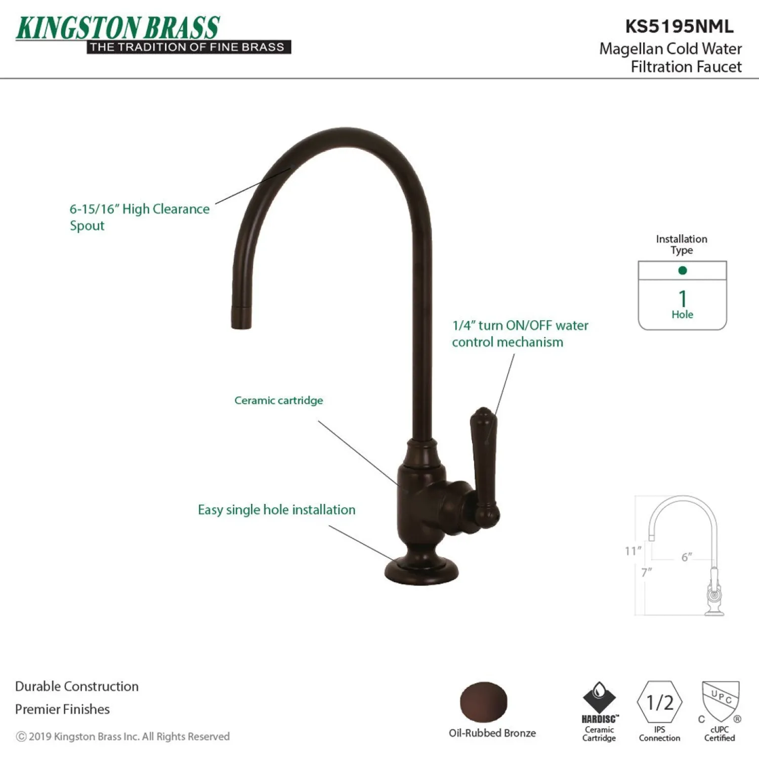 Clearance Magellan Single-Handle Water Filtration Faucet Single Hole