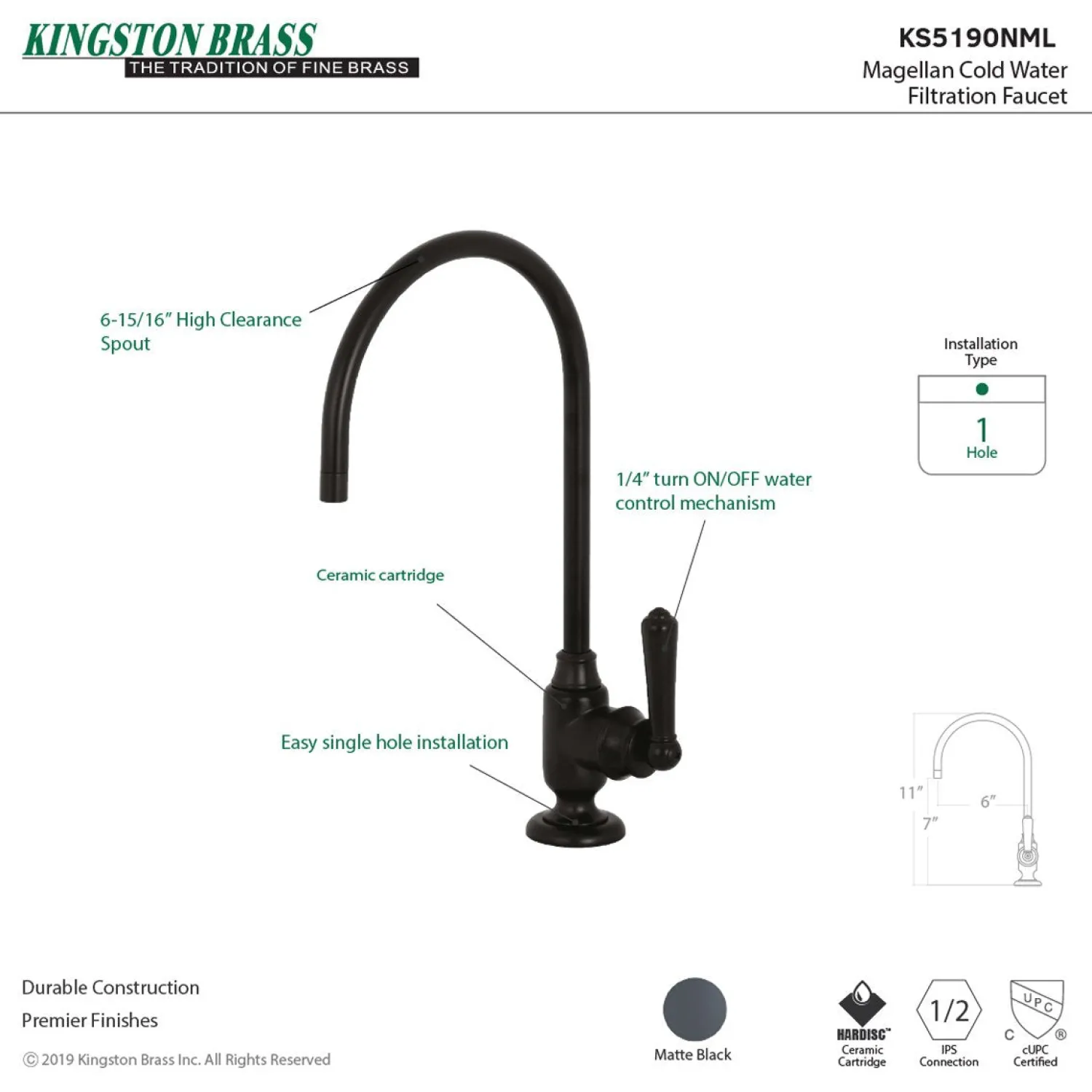 Clearance Magellan Single-Handle Water Filtration Faucet Single Hole