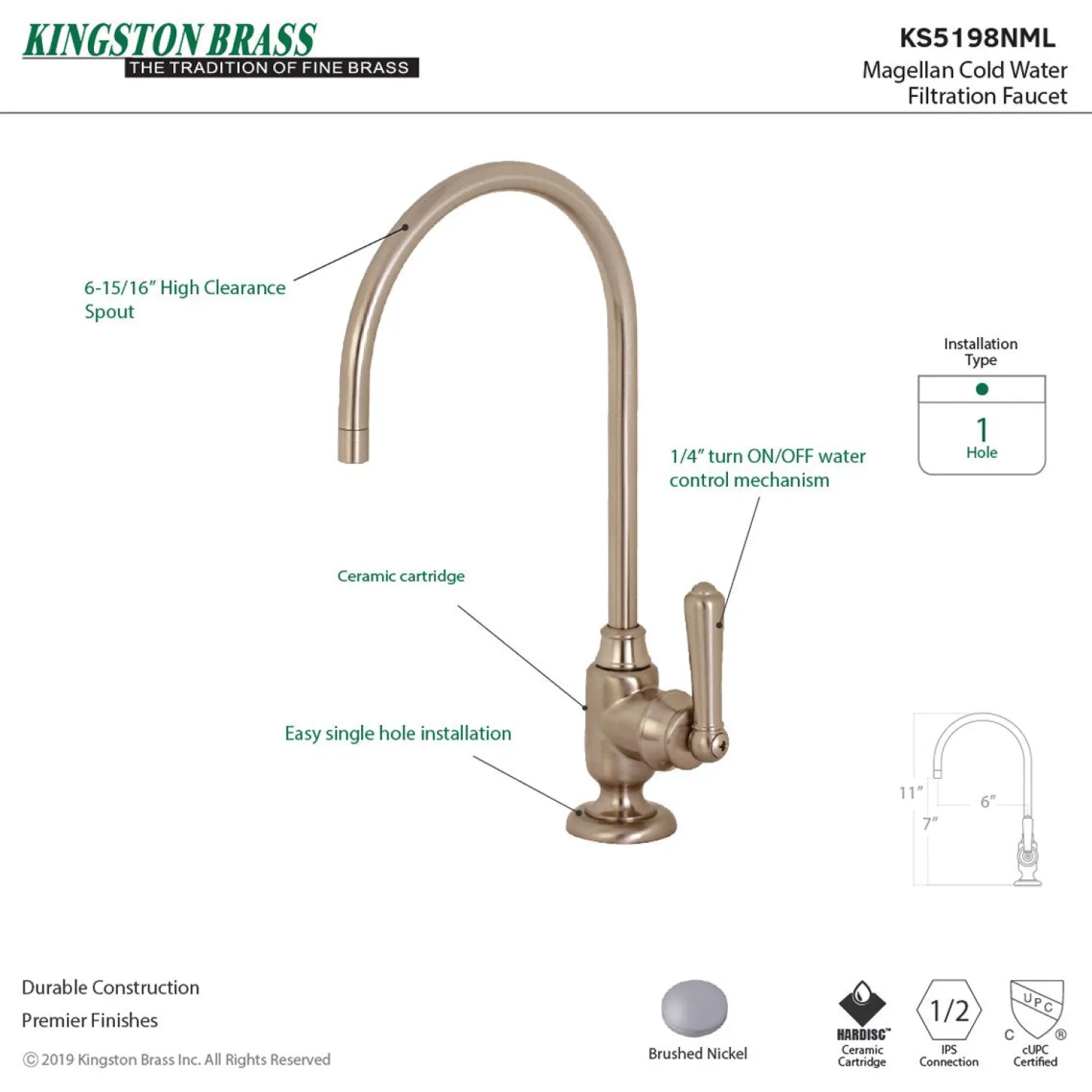 Clearance Magellan Single-Handle Water Filtration Faucet Single Hole