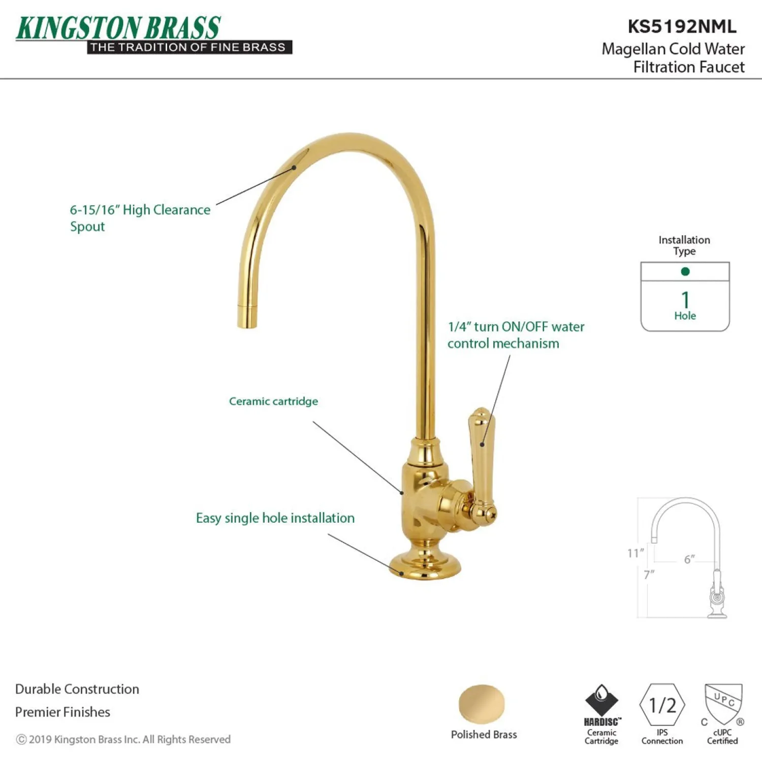 Clearance Magellan Single-Handle Water Filtration Faucet Single Hole