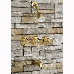 New Magellan Three Handle Tub and Shower Faucet in Polished Brass Tub & Shower Sets