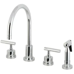 Clearance Manhattan 8-Inch Widespread Kitchen Faucet with Brass Sprayer Widespread Kitchen Faucets|Faucets With Side Spray