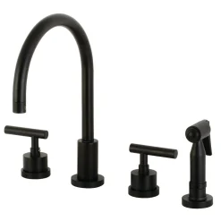Clearance Manhattan 8-Inch Widespread Kitchen Faucet with Brass Sprayer Widespread Kitchen Faucets|Faucets With Side Spray