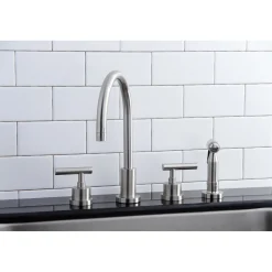 Clearance Manhattan 8-Inch Widespread Kitchen Faucet with Brass Sprayer Widespread Kitchen Faucets|Faucets With Side Spray
