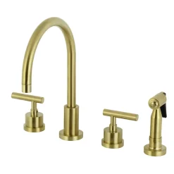 Clearance Manhattan 8-Inch Widespread Kitchen Faucet with Brass Sprayer Widespread Kitchen Faucets|Faucets With Side Spray