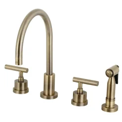 Clearance Manhattan 8-Inch Widespread Kitchen Faucet with Brass Sprayer Widespread Kitchen Faucets|Faucets With Side Spray
